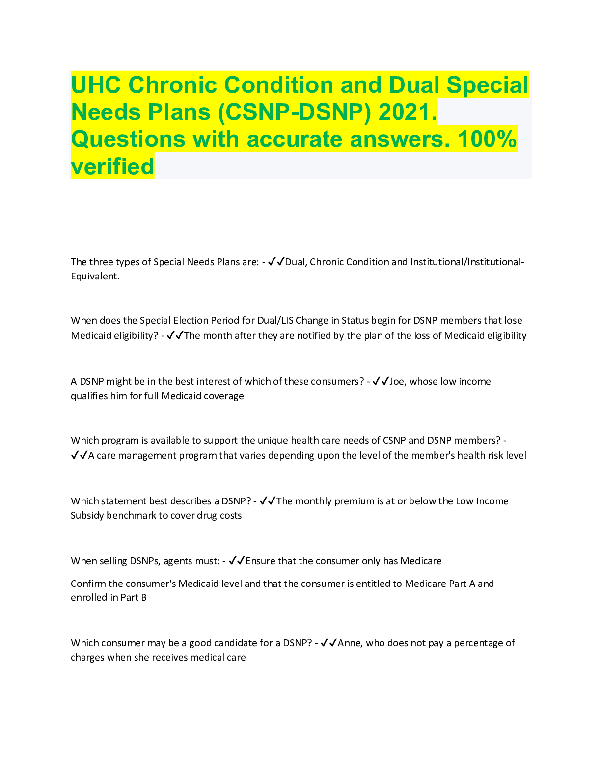 Preview image for UHC Chronic Condition and Dual Special Needs Plans (CSNP-DSNP) 2021/2022